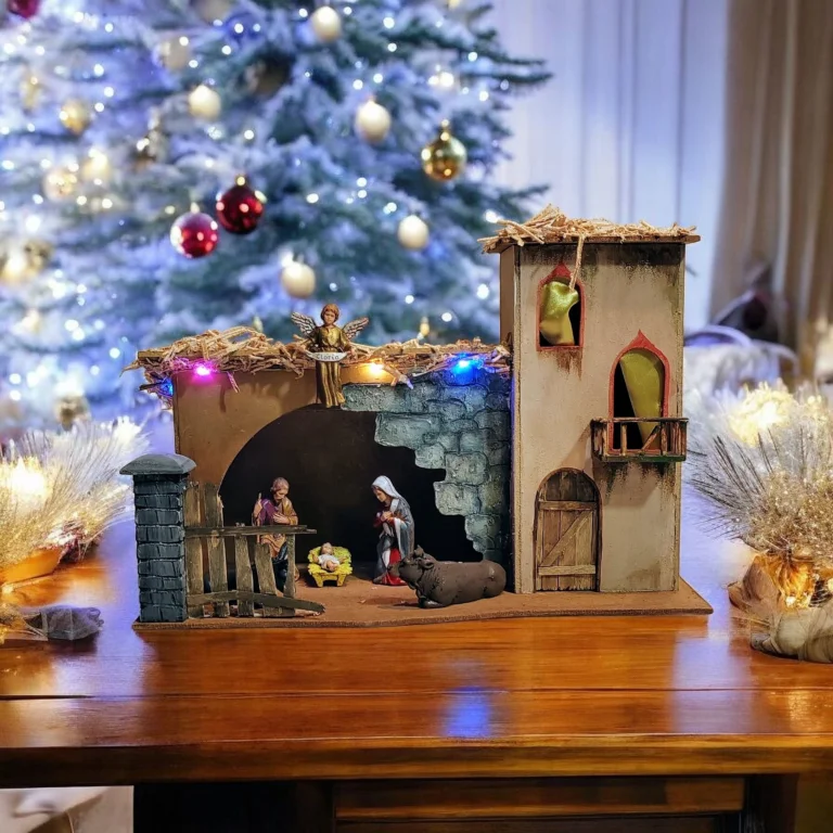 Decoratiune de craciun,Sceneta nasterii in miniatura lucrata manual