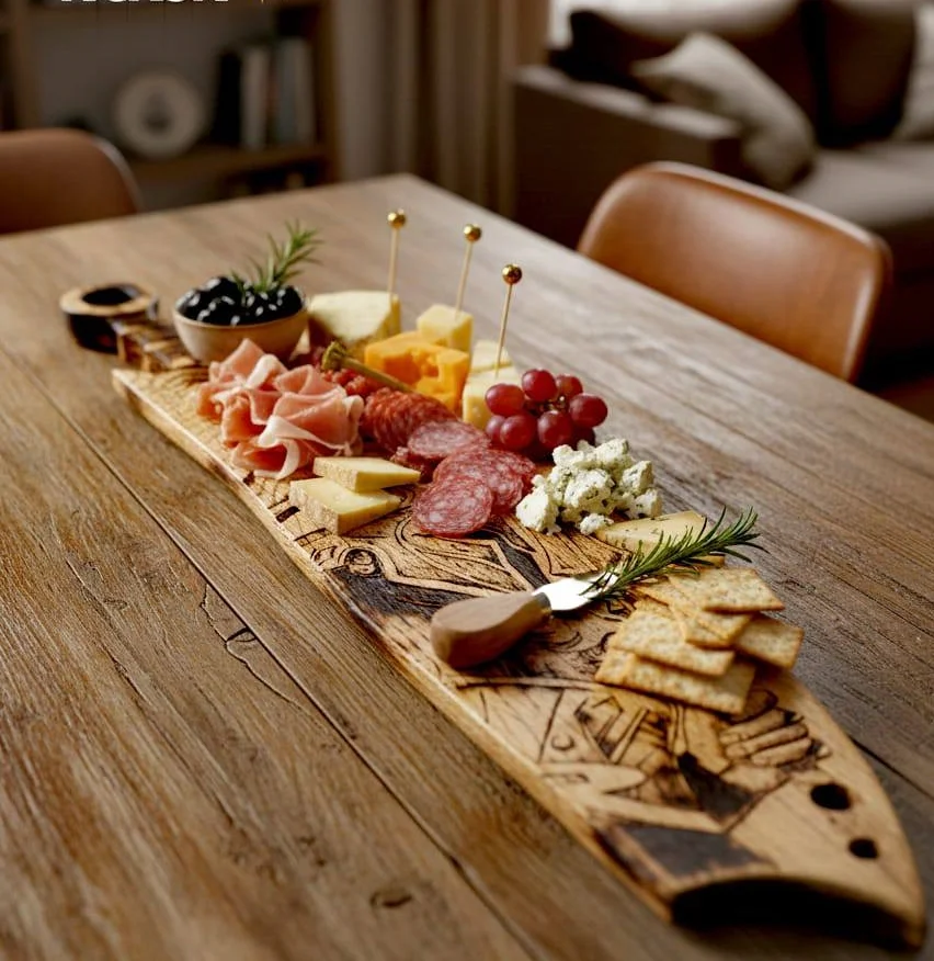 Platou Gigant din Lemn pentru Servire "Warrior" – 80 cm, Design Artizanal