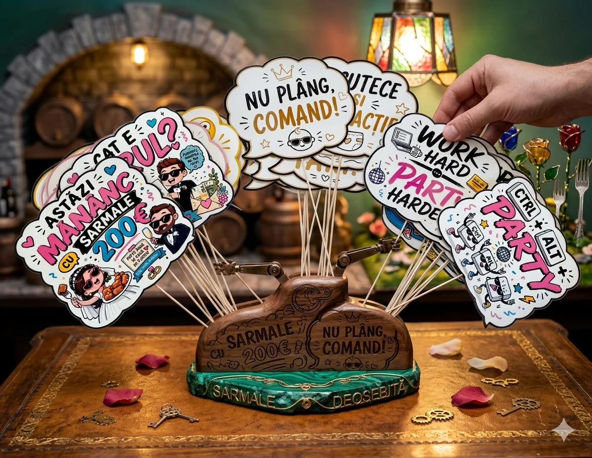 Set props-uri personalizate, pentru photobooth, cu suport din lemn personalizat
