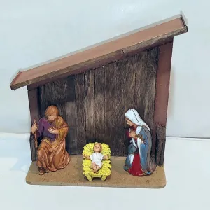 Decoratiune mica de craciun Sceneta nasterii pictata manual