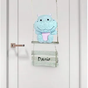 Hipopotam cu Nume Personalizat - Decor Handmade din Fetru