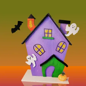 Casuta mov cu fantomite, decor pentru Halloween 👻