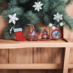 Set 4 Ornamente de Craciun pictate manual